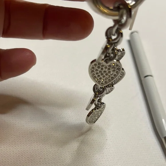 Coach Silver Heart Keychain with White Coach Pen - Picture 3 of 6